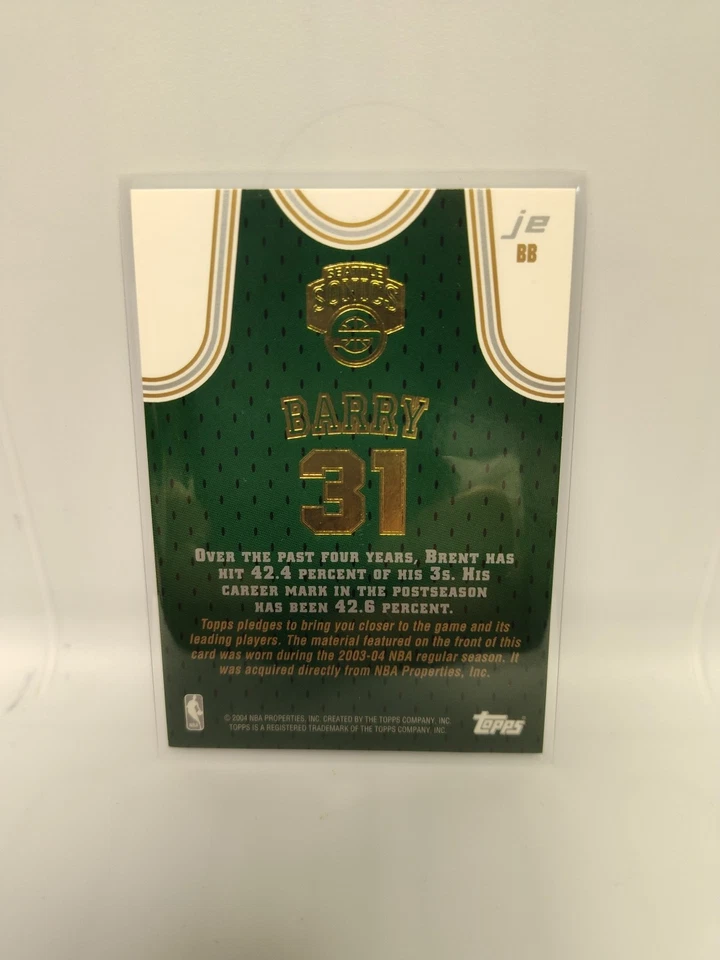 🏀Brent Barry 2004 Topps #BB Game Worn Jersey-Seattle Super Sonics-NBA - Image 4 of 4