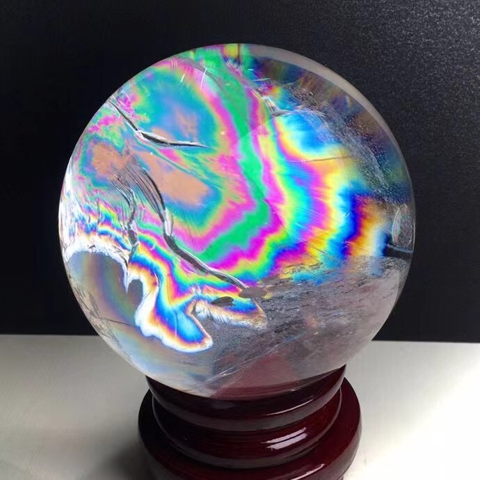 Top Rarity Natural Clear quartz Rainbow Sphere Healing Crystal reiki Ball 220mm