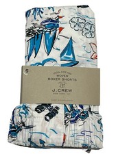 NWT J CREW Boxer Underwear Sz S-M-L-XL White Blue Anchors Sailboats 12