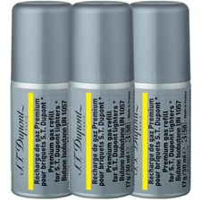 3 Cans S.T. Dupont Reusable Gold Yellow Butane Gas Use With Ligne 2 and Ligne 1