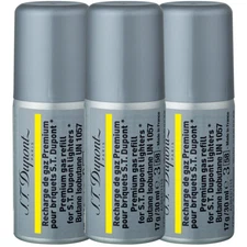 3 Cans S.T. Dupont Reusable Gold Yellow Butane Gas Use With Ligne 2 and Ligne 1