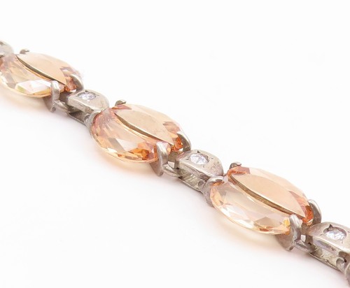 925 Sterling Silver Vintage Bracelet EAST EUROPE Designer Morganite BT11054 - Picture 4 of 7