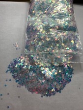 Pearlescent Iridescent White With Blue Light Hexagon Shape Nail Glitter 1TSP