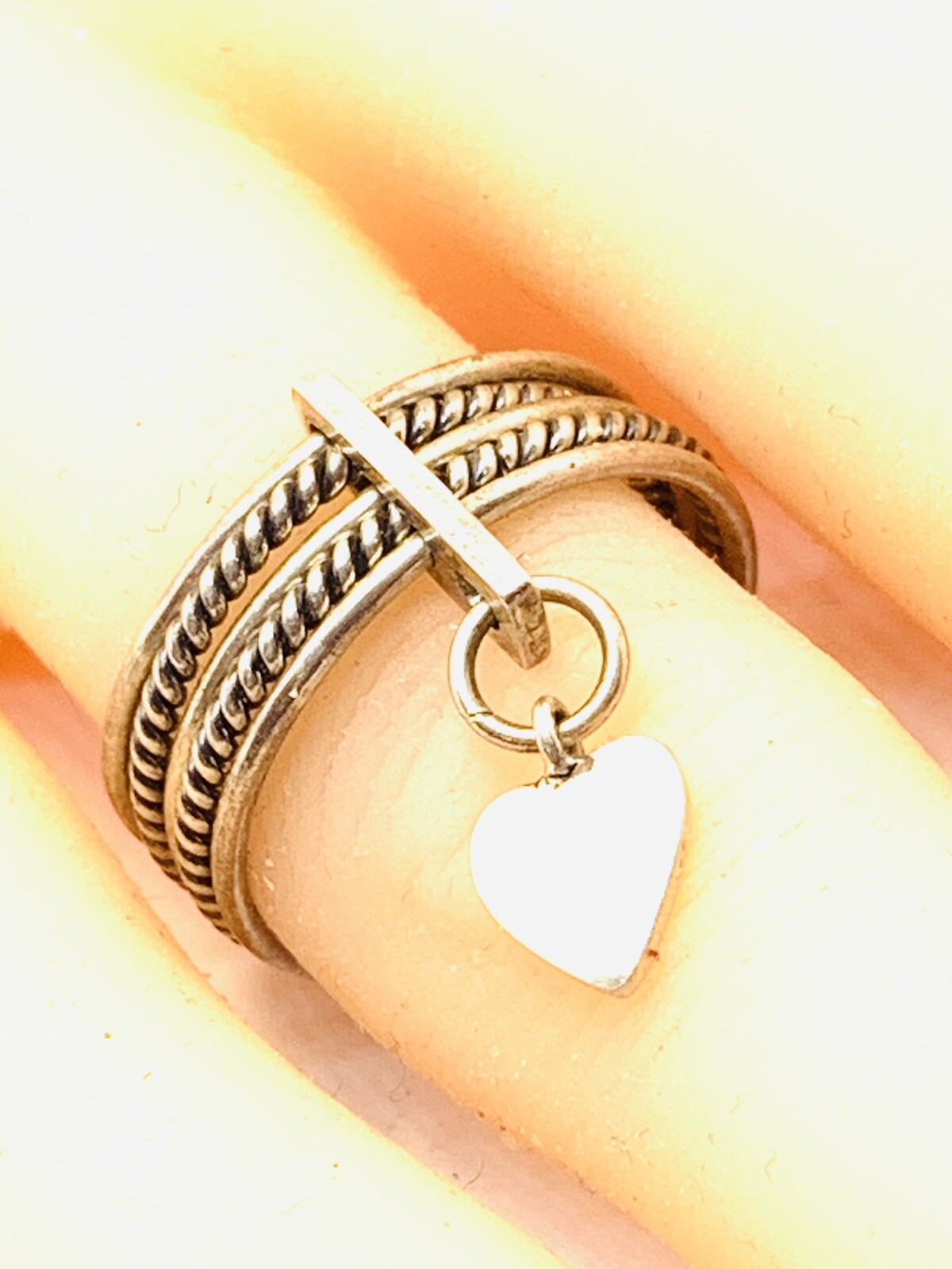 sterling silver 925 stackable ring with heart cha… - image 3