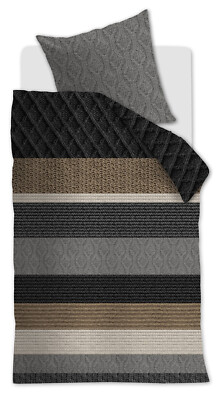 Beddinghouse Flanell Bettwäsche Lowie Grey Strickmuster-Optik 155 x 220 cm
