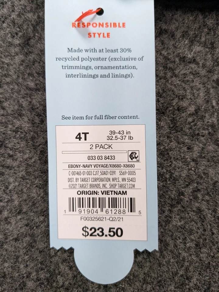 2 pack Cat And Jack Jogger Pants *4T* blue and black NWT (2885) B7P1 - Image 3 of 4