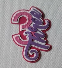 Birthday Age Pink Title Number Three. Scrapbook, Card Making Paper Piecing