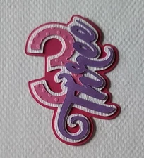 Birthday Age Pink Title Number Three. Scrapbook, Card Making Paper Piecing