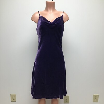 Josie Natori Womens Purple Sleeveless Cowl Neck Silk Blend Velvet Slip Dress  M | eBay