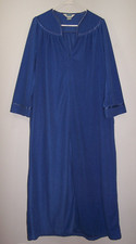 Partners Mervyns Long Velour Blue Zip Front Bathrobe Vintage 80's - Size M