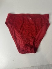 Vintage Fashion Bug Red lace/mesh hi-cut panties size 8