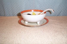 VINTAGE NORITAKE JAPAN MAYONNAISE  SET (Footed Bowl, Under Plate & Ladle)
