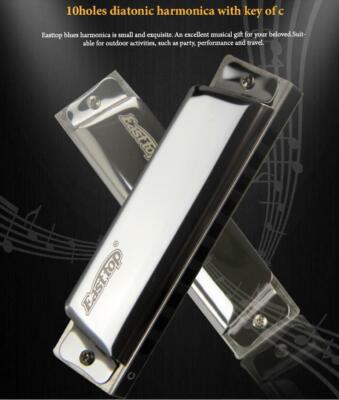 Easttop 10Hole Mouth Organ Blues Harp Harmonica Diatonic Harmonica Key of C DE