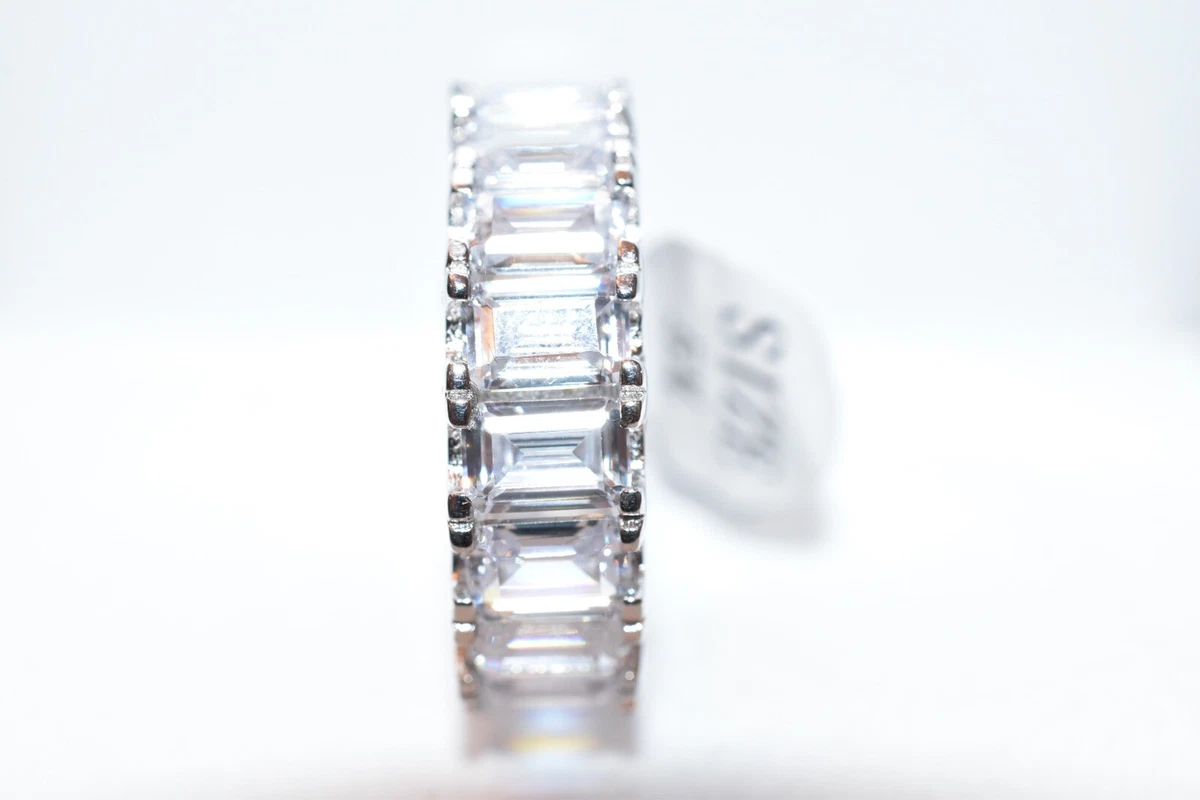Italo Jewelry Eternity Emerald Created White Sapphire Wedding Band Sz 5.75