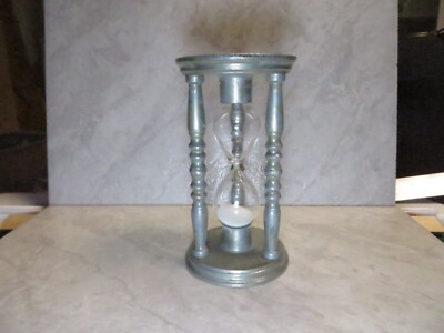 Eieruhr / Sanduhr in zinnfarbe, Echtglas, Drei Säulen  - Vintage aus den 1960ern