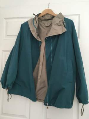MAX MARA REVERSIBLE RAIN COAT JACKET USA 6 SIZE GREEN SKY BLUE