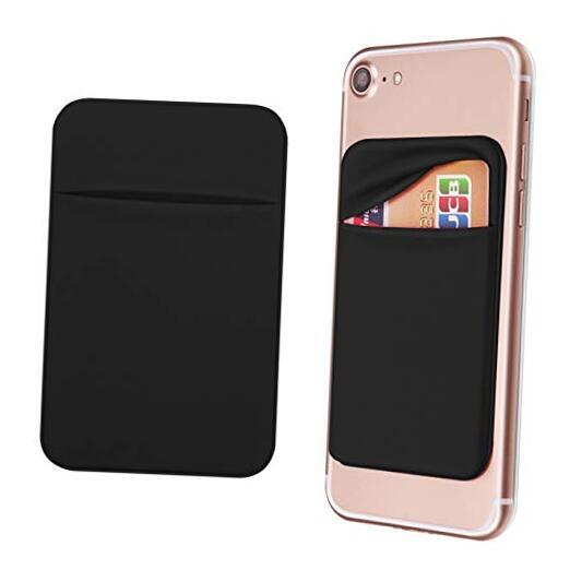Cell Phone Pocket Self Adhesive Card Holder Stick On Wallet Sleeve Black（2pack）