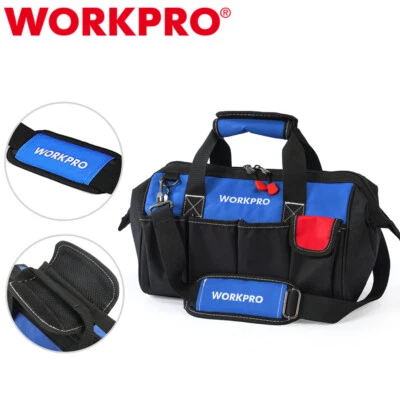 WORKPRO 14" Tool Bag Multi-pocket Tool Organizer with Adjustable Shoulder Strap