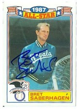 Bret Saberhagen autographed baseball card (Royals) 1987 Topps All Star Set #10