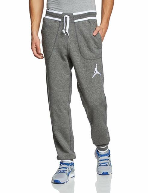 Jordan Mens Air Varsity Jumpman Logo Sweatpants Grey Heather/White Size ...