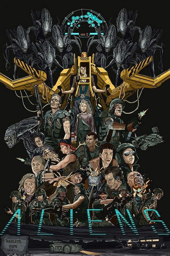 Toile Aliens affiche de film 50x70 cm imprimée sur canvas premium d'artiste