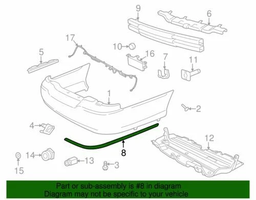 Parachoques trasero derecho Ford 2003-2011 Lincoln Town Car 3W1Z17C830Aaa nuevo fabricante de equipos originales Foto 2 de 4