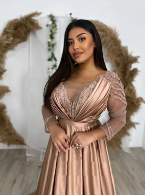 long sleeve bridesmaid dresses south africa LACE LONG SLEEVE SATIN FITTED GOWN BY LADIVINE STYLE CDS505 – Bridal Hive