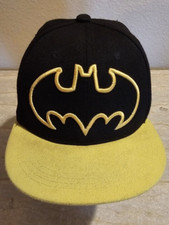 Batman Hat Cap Six Flags DC Comics Black Yellow Snapback Adult Vintage