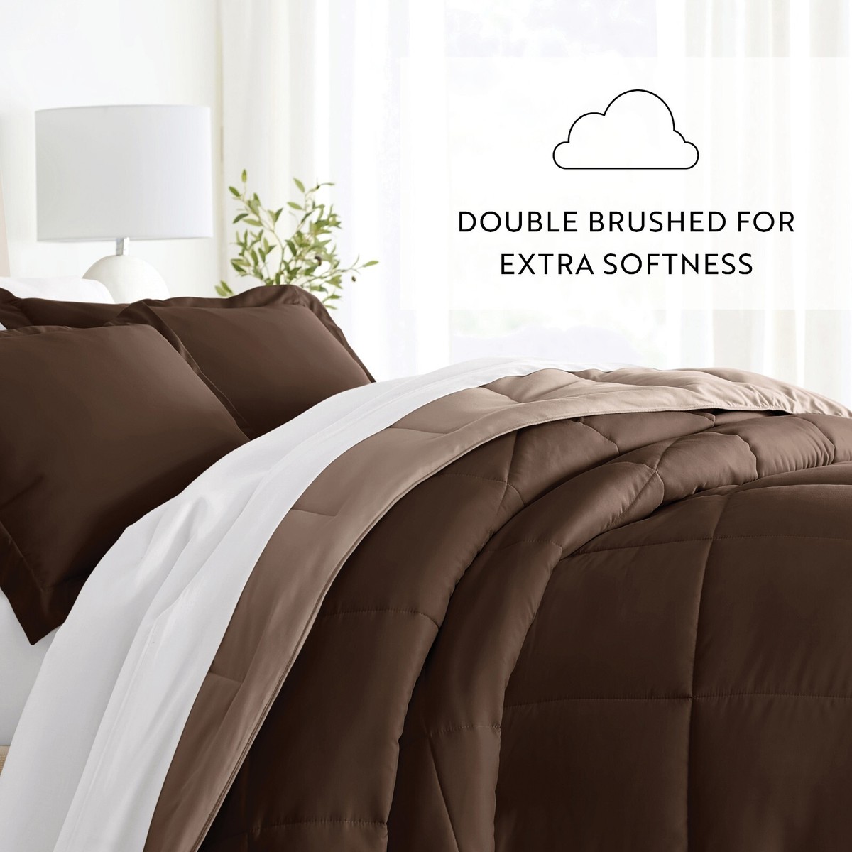 brown down comforter