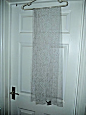 Kokomarina Designer Scarf Grey Leaf Pattern 180cm x 30cm Net Ladies Wrap Shawl