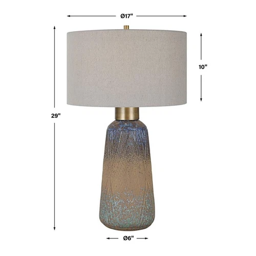 Uttermost Western Sky Ceramic and Fabric Table Lamp in Blue/Bronze - Picture 8 of 8