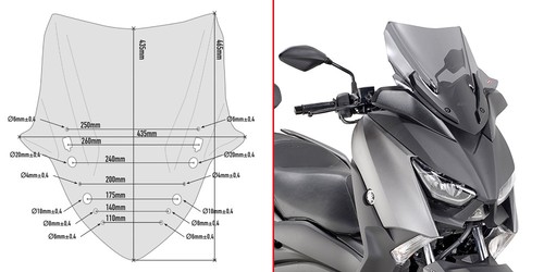 D2136S PARABREZZA FUME' 43,5x43,5 SPORTIVO per YAMAHA X-MAX 125 2018-2022 - Foto 1 di 1