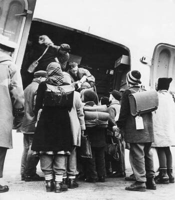 Berlin Blockade Children waiting an airplane their transport to- 1948 Old Photo