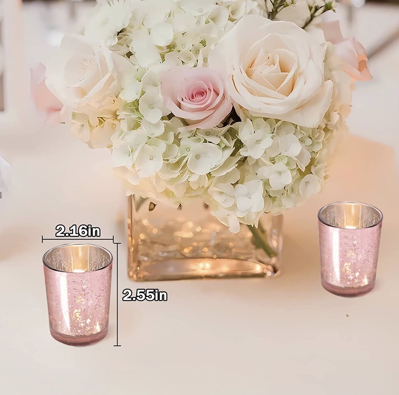 72pcs Votive Candle Holders Rose Gold Tea light Candle Holders 