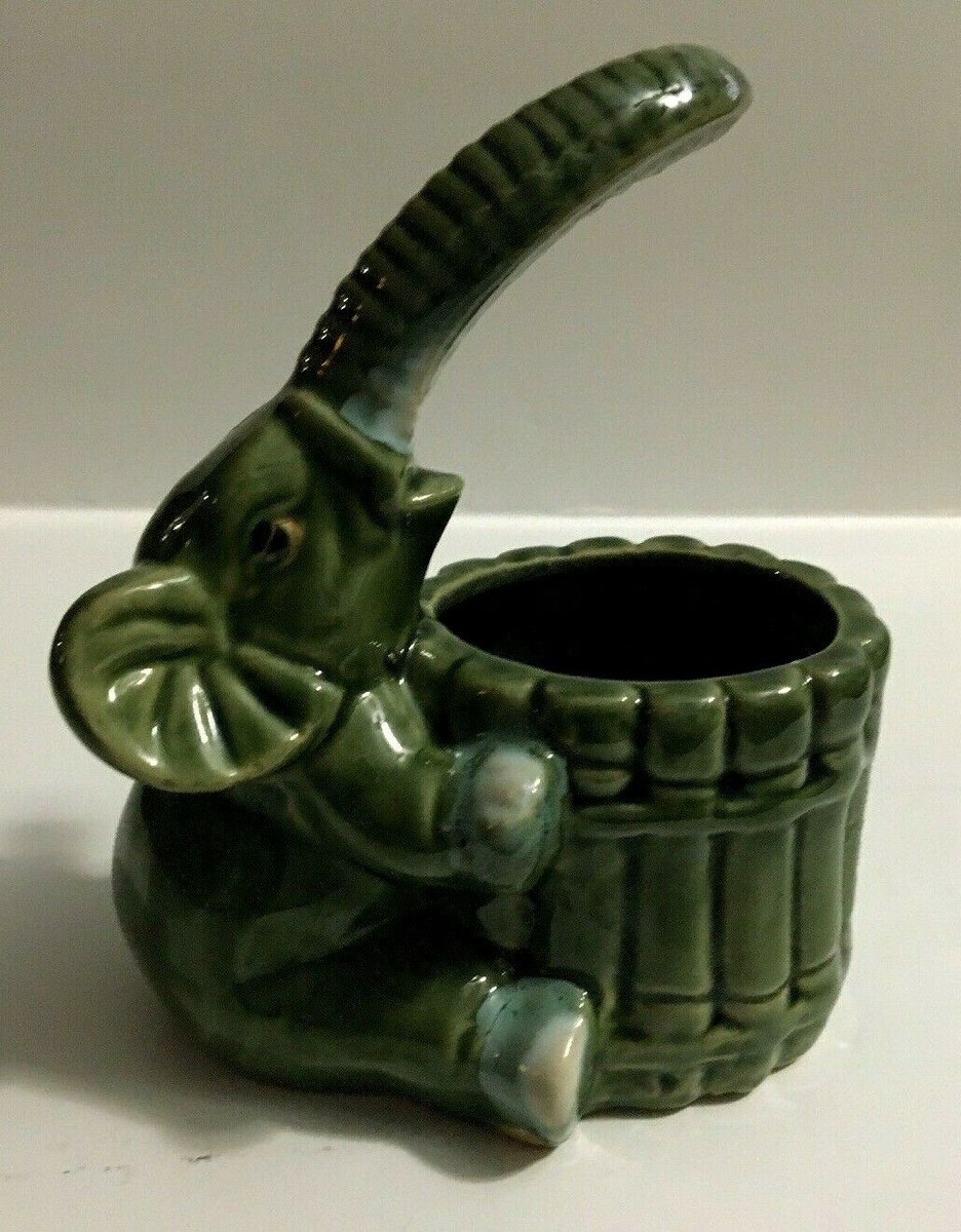 Vintage Ceramic Elephant Cigarette Holder / Planter