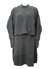 American Eagle Outfitters Olive Tiered Soft Knit Sweater Dress Mock Neck Size L