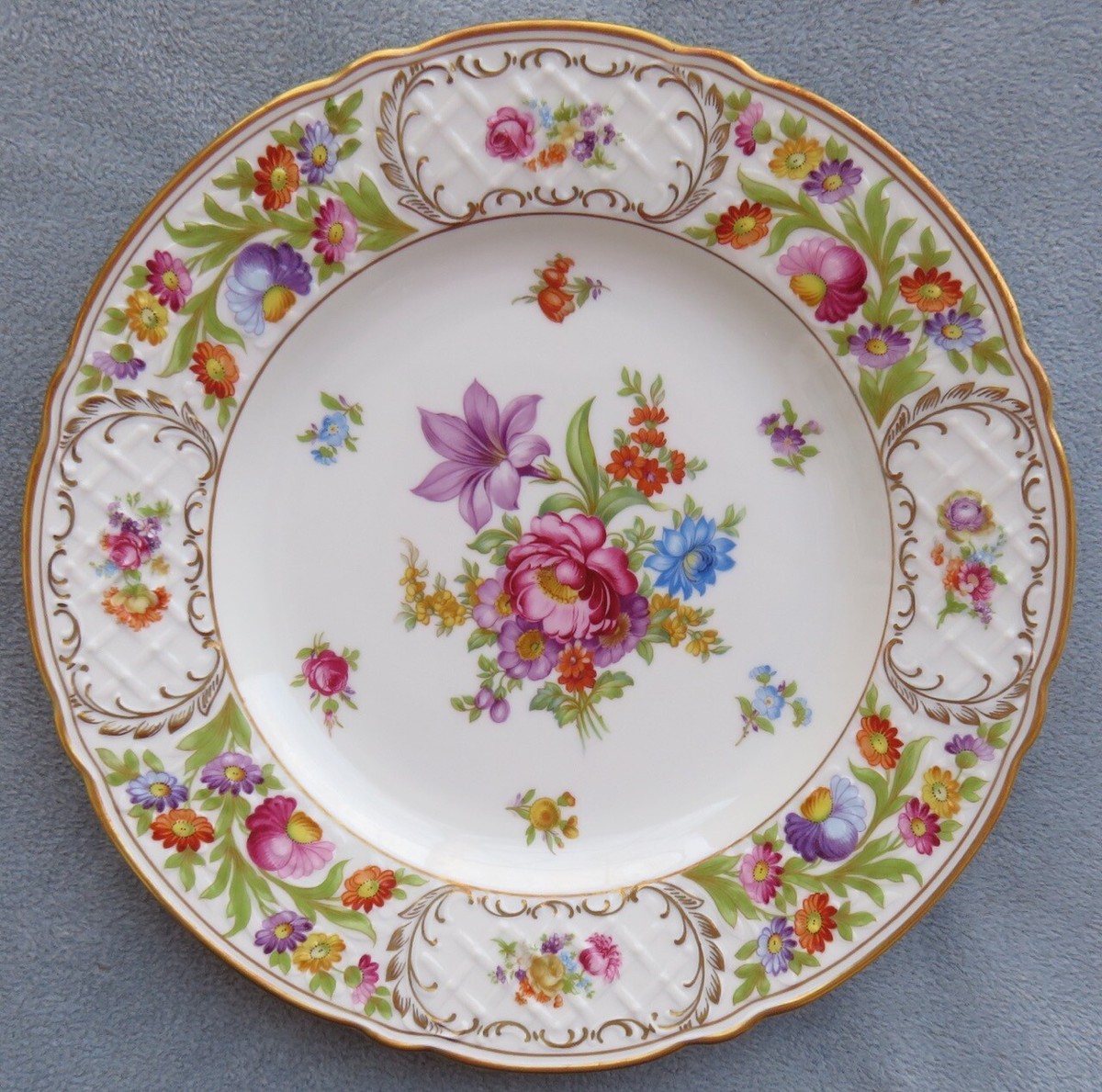 d*9様 147 Balda-Werk Dresden Baltar 5cm F Bavaria Schumann Empress Dresden Flowers Large Dinner Plate 11