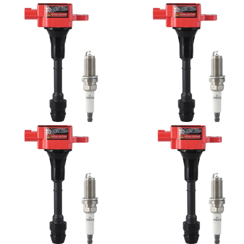 Paquete de 4 bobinas de encendido + bujías para Nissan Altima 2002-2006 2,5 L L L4 UF350 EE. UU. Foto 2 de 4