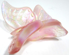 Vintage Fenton Glass Butterfly Figurine Paperweight Pink Iridescent 1 3/4" Tall