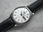 August 1991 Vintage Men's Watch Seiko Automatic Leather White Dial Day Date
