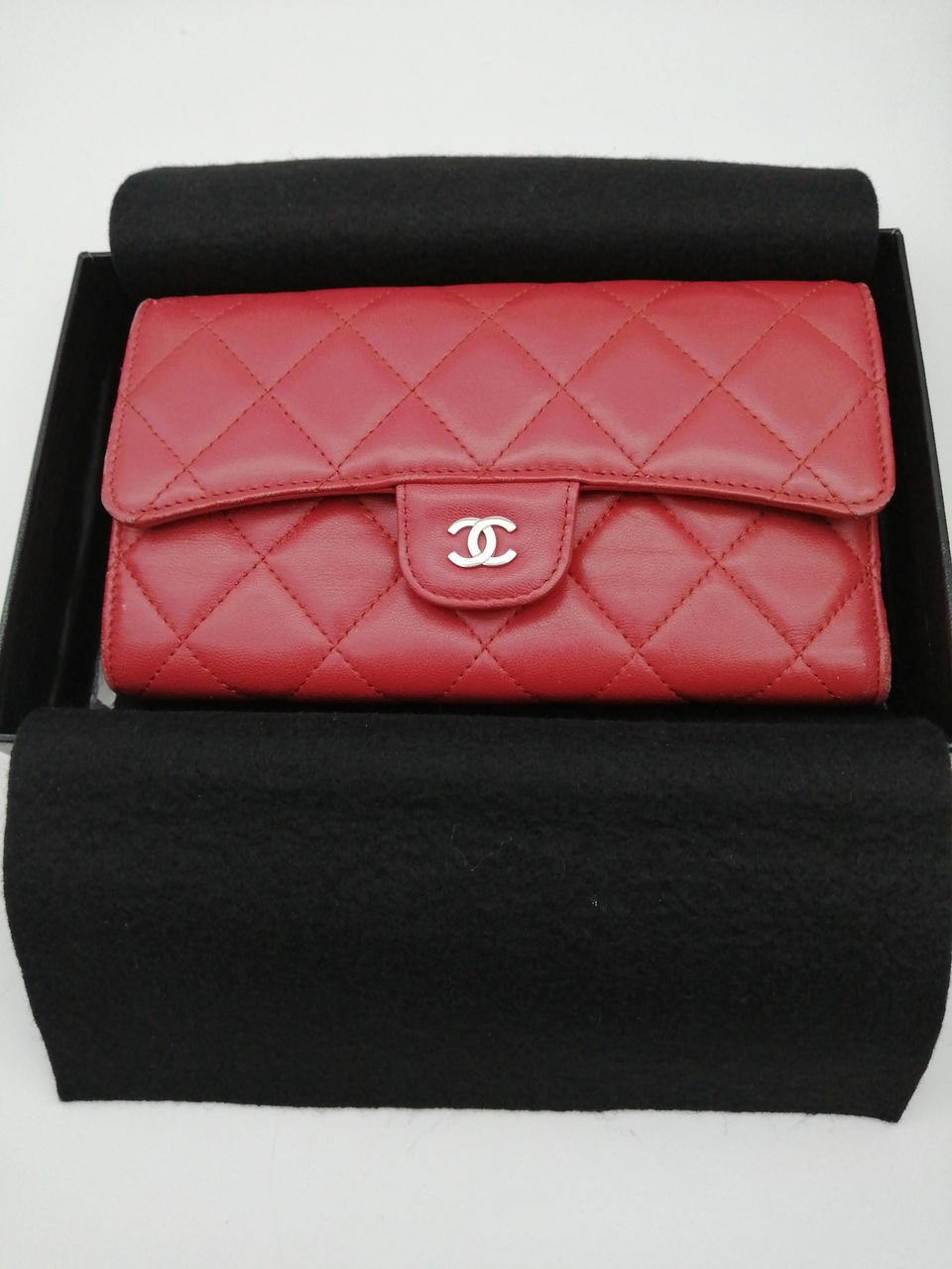 Chanel Matelasse Long Flap Leather Wallet with Chain Strap