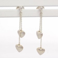 Tiffany  Co. Double Heart Swing Stud Earrings Silver 925 Used