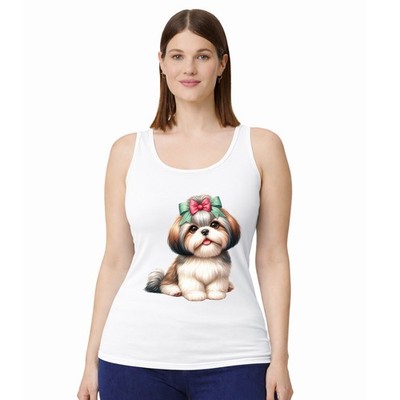 Shih Tzu Hund Damen Trägershirt Tank Top Welpe Hundeliebhaber Geschenk für sie