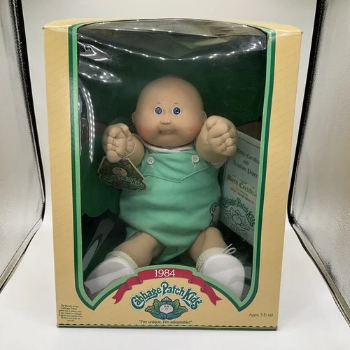 Vintage 1984 Coleco Cabbage Patch Baby Boy Dan Armstrong Blue Eyes Green Outfit