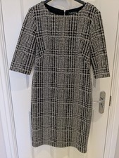 Ralph Lauren size 10 black white checked houndstooth tweed vintage midi dress za