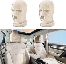 2PCS Car Headrest Cover, Personalized Funny Vehicle Front Seat Full Face White