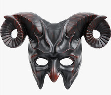 Devil Ram Horns Half Mask   PU Leather Halloween Party Costume