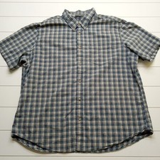 Eddie Bauer Blue Plaid Shirt Men  s 2XL Short Sleeve Button Down Classic Fit