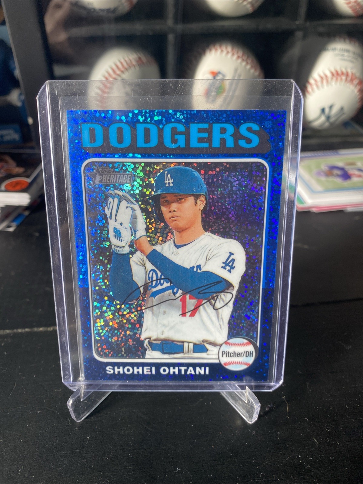 2024 Topps Heritage - Shohei Ohtani #371 Chrome Blue Sparkle Refractor