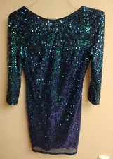 H M Women s Iridescent Sequin Dress Black Blue Green Size Small